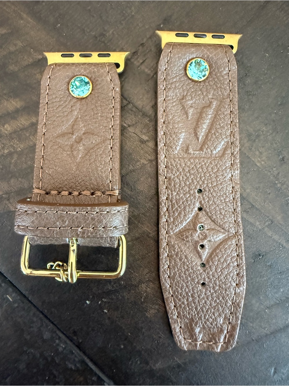Authentic Upcycled LV Ombre Empriente leather watch band